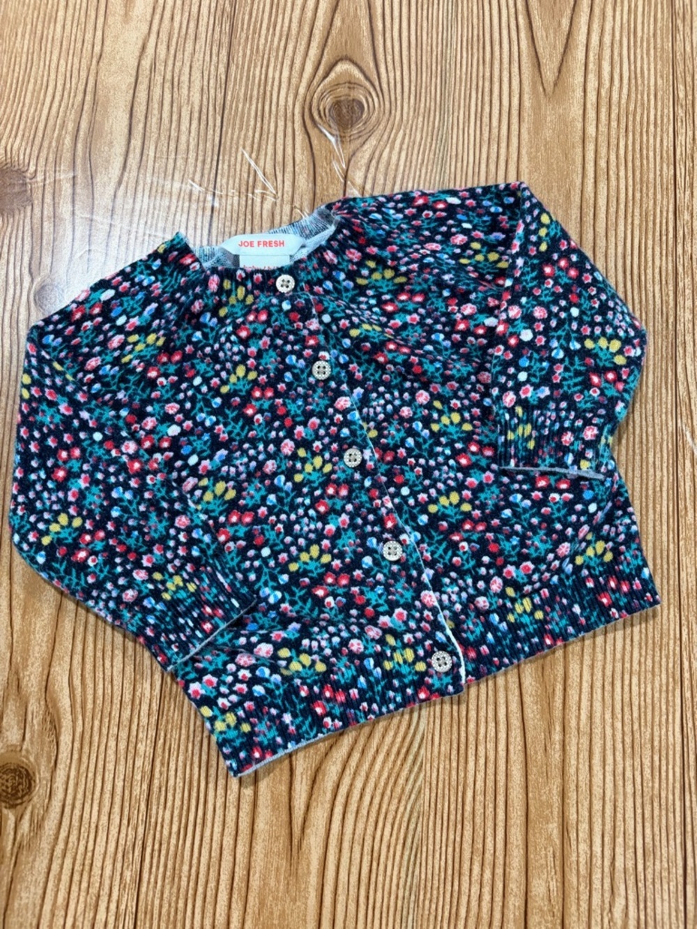 7/$20 Joe Fresh Floral Knit Button-Up Cardigan Cotton 3-6 Months